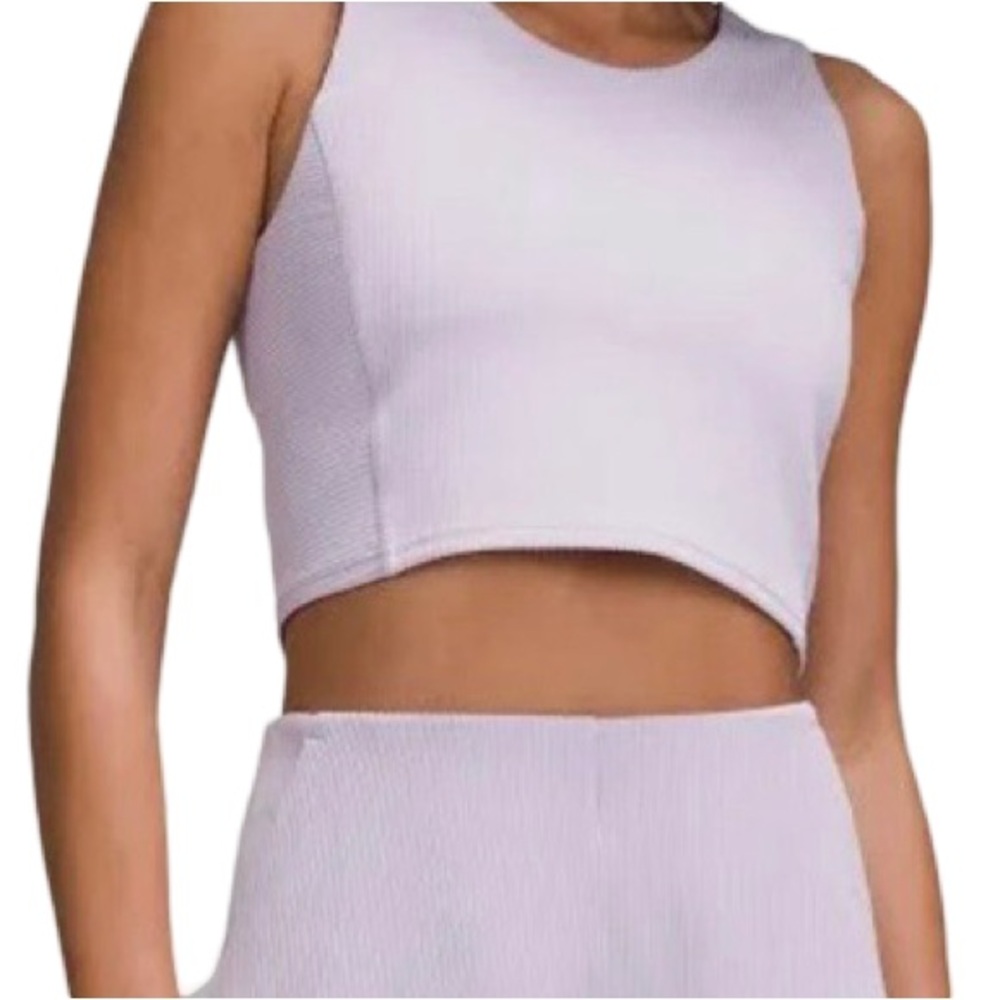 Lululemon NWT Ribbed Softstreme Cropped Tank Top Lilac Ether color size 4